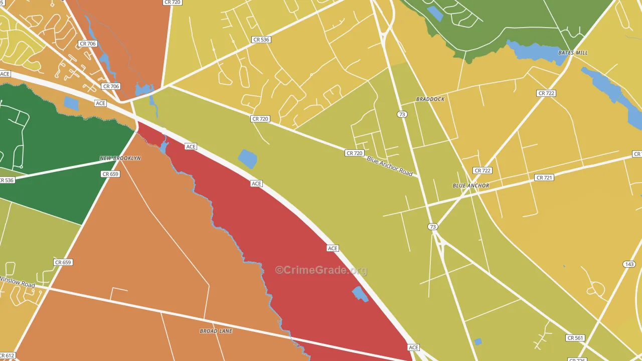 Braddock, NJ Map of Assault Rates