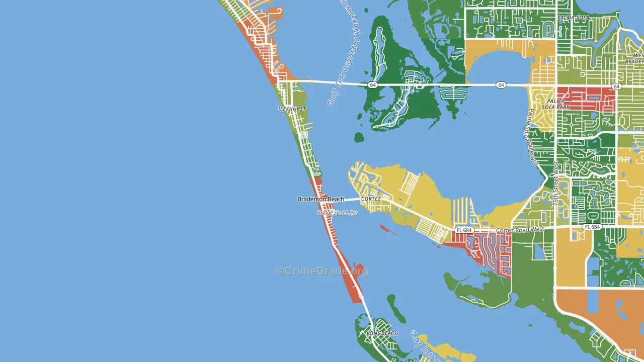 Bradenton Beach, FL Map of Assault Rates
