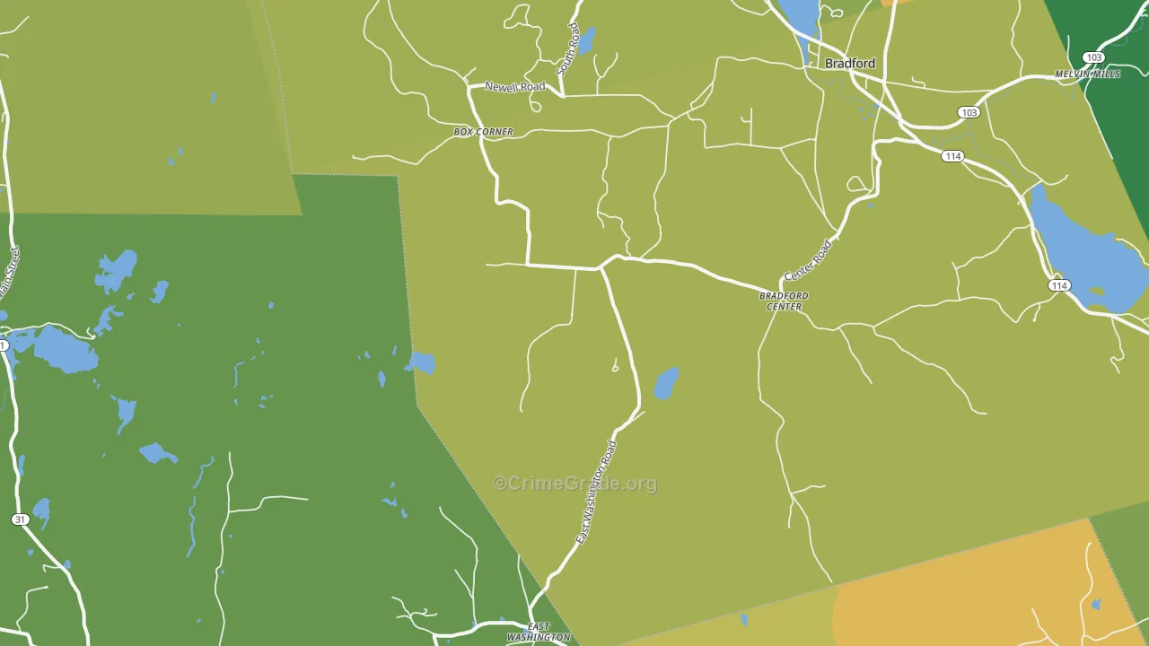 Bradford Center, NH Map of Assault Rates