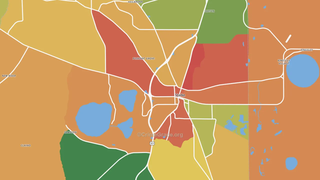 Bradford County, FL Map of Assault Rates