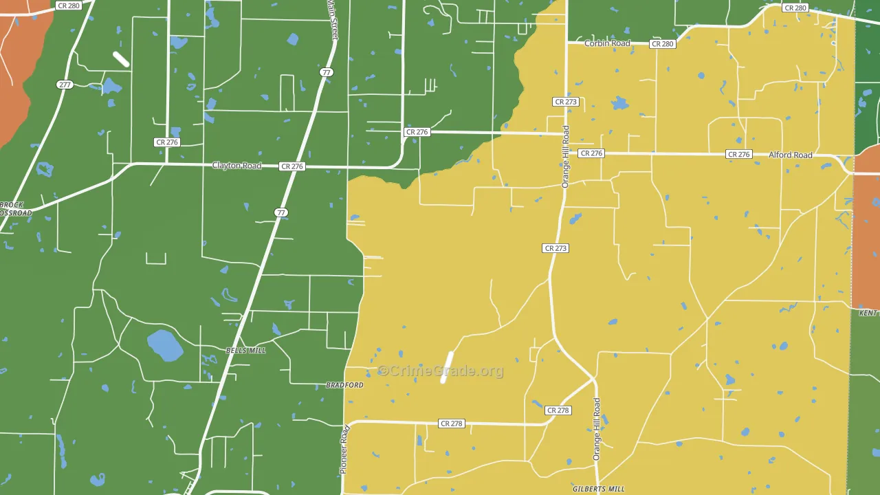 Bradford, FL Map of Assault Rates