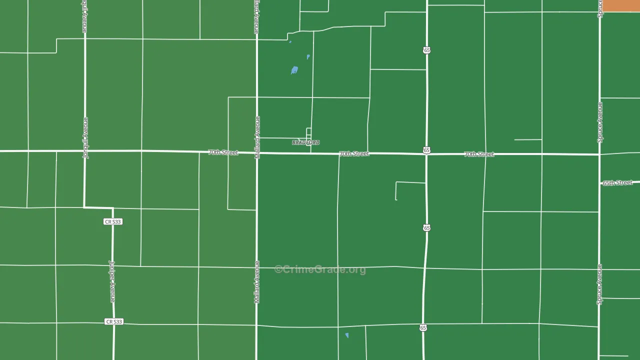 Bradford, IA Map of Assault Rates
