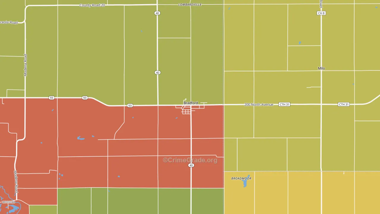 Bradford, IL Map of Assault Rates
