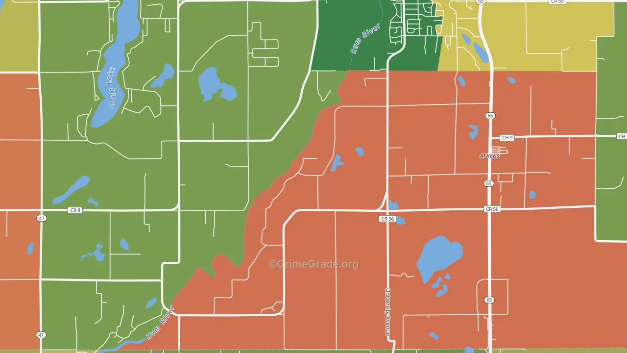 Bradford, MN Map of Assault Rates
