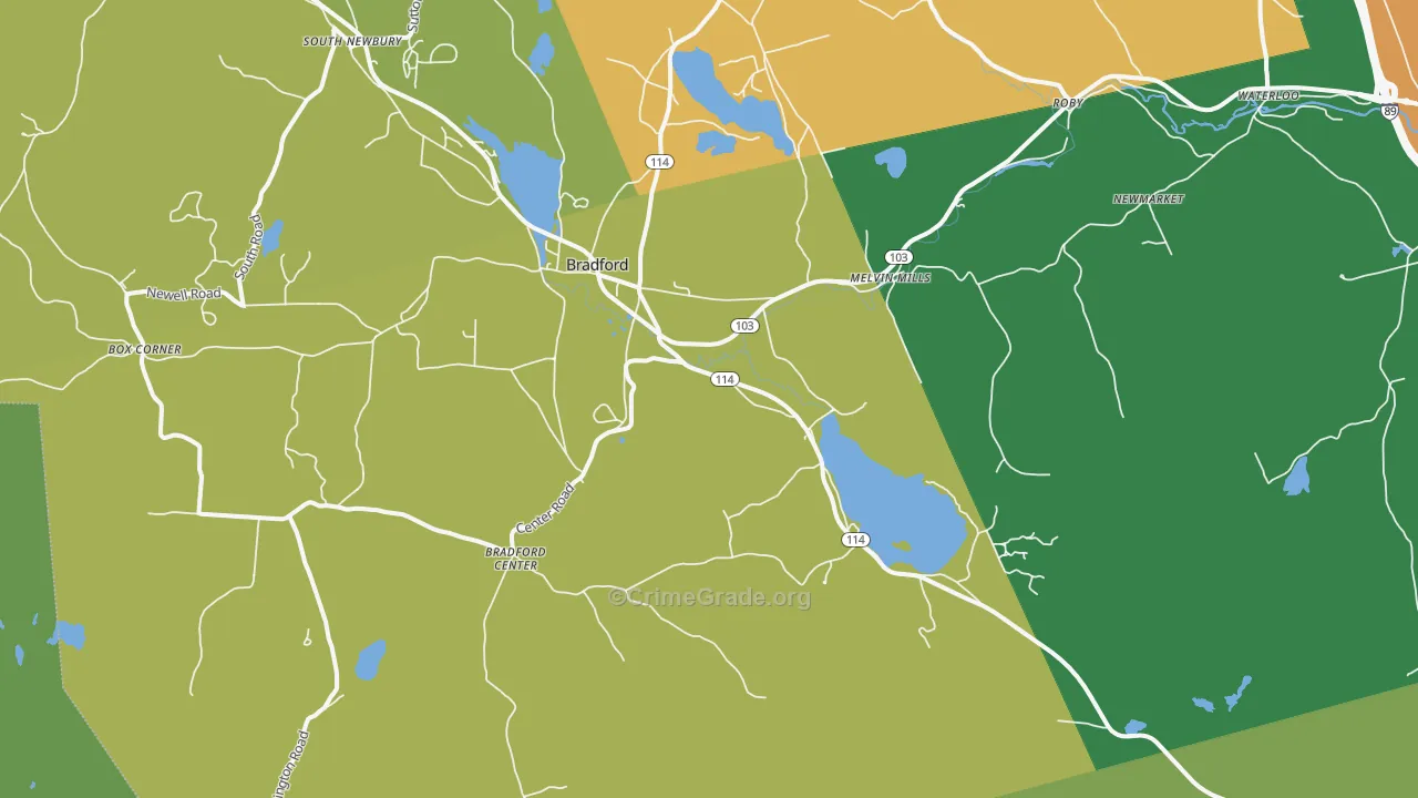 Bradford, NH Map of Assault Rates