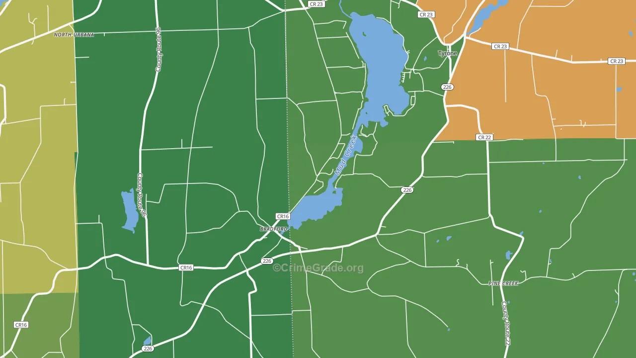 Bradford, NY Map of Assault Rates