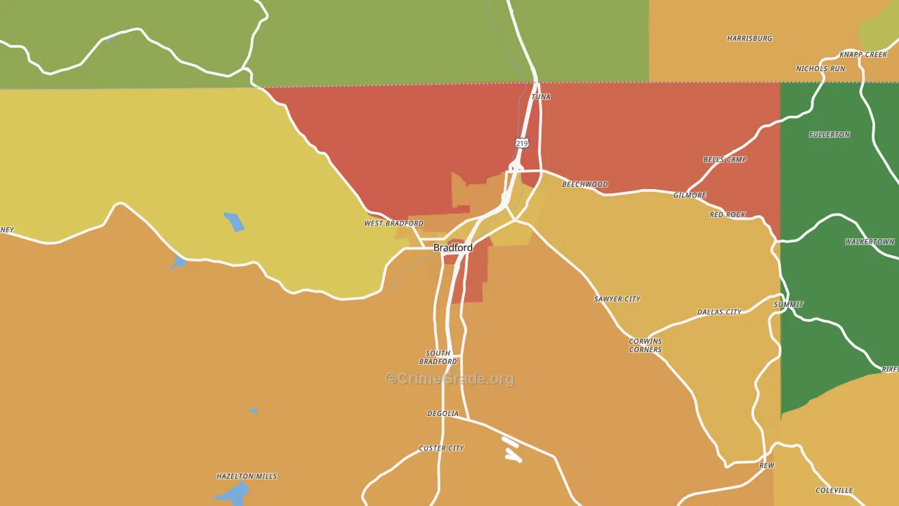 Bradford, PA Map of Assault Rates