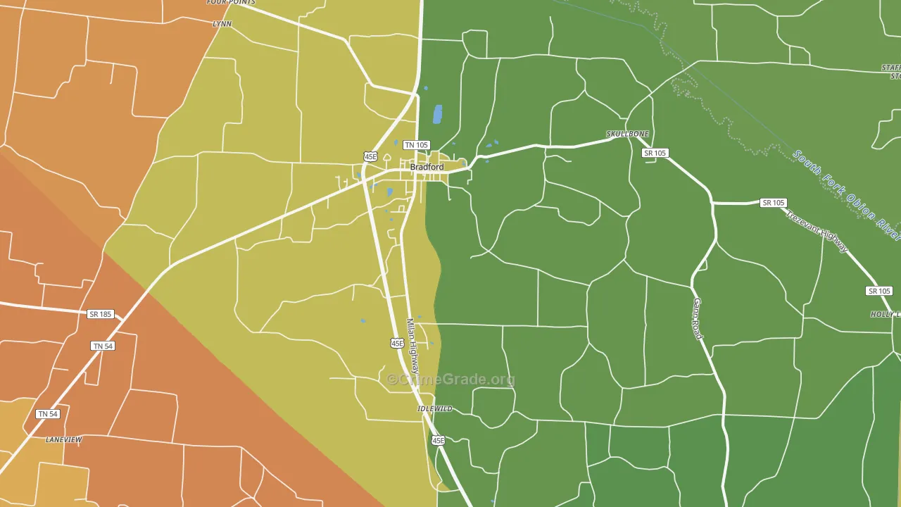 Bradford, TN Map of Assault Rates