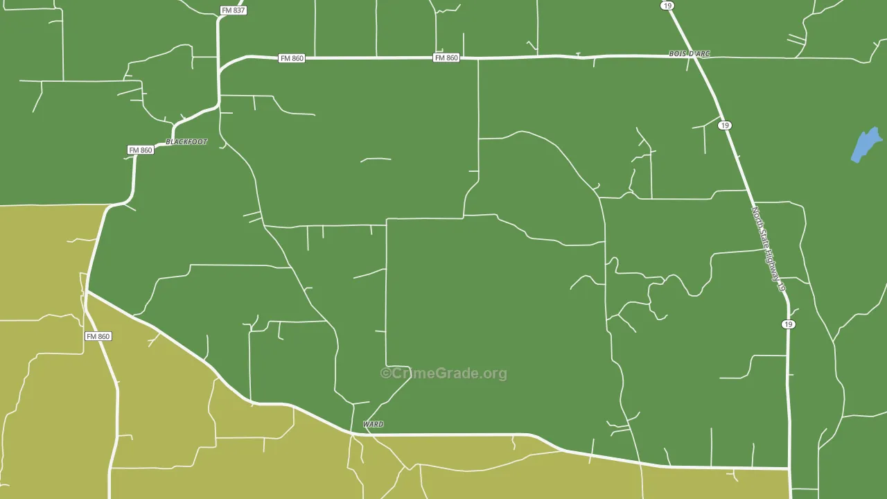 Bradford, TX Map of Assault Rates
