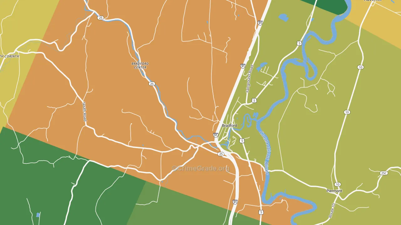 Bradford, VT Map of Assault Rates