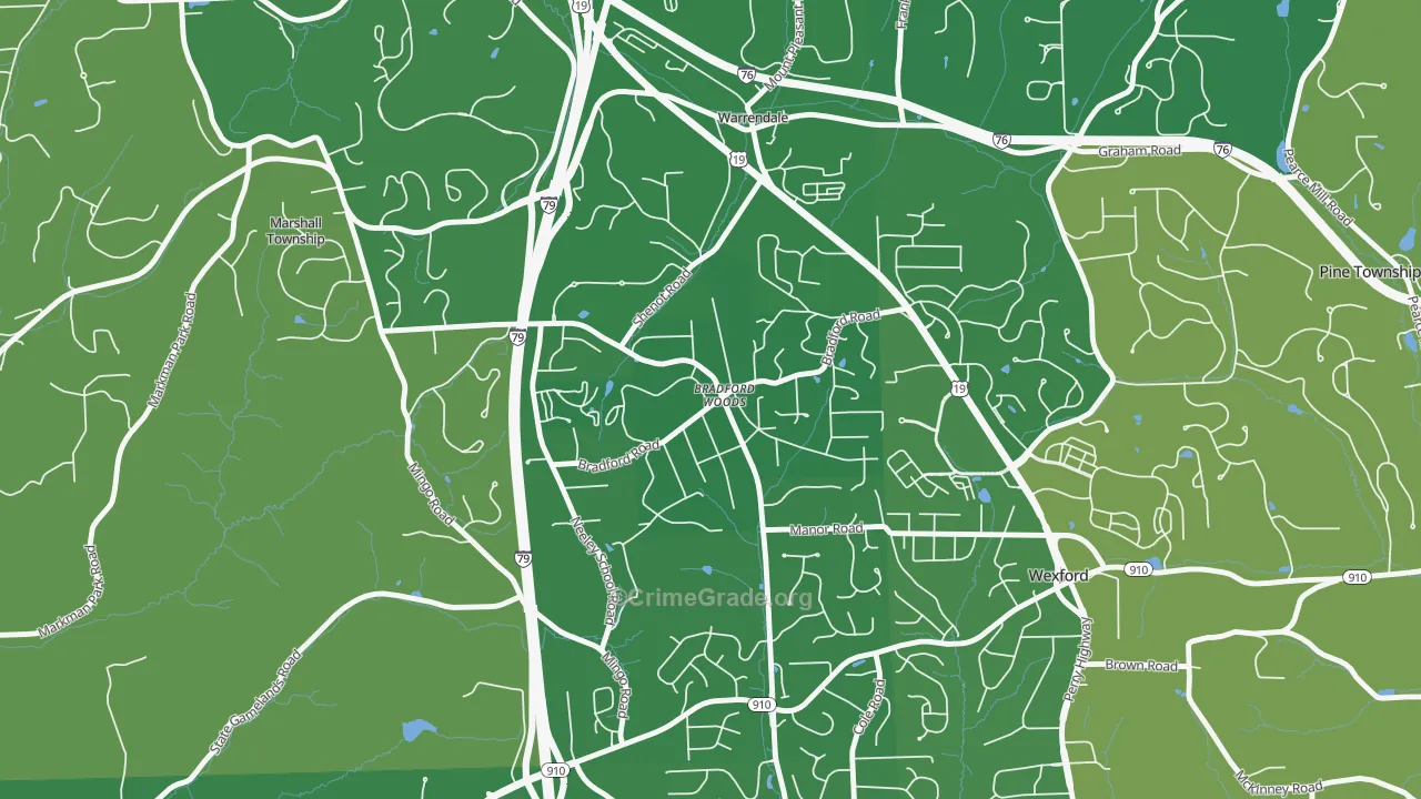 Bradford Woods, PA Map of Assault Rates