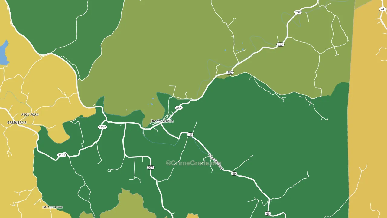 Bradfordsville, KY Map of Assault Rates