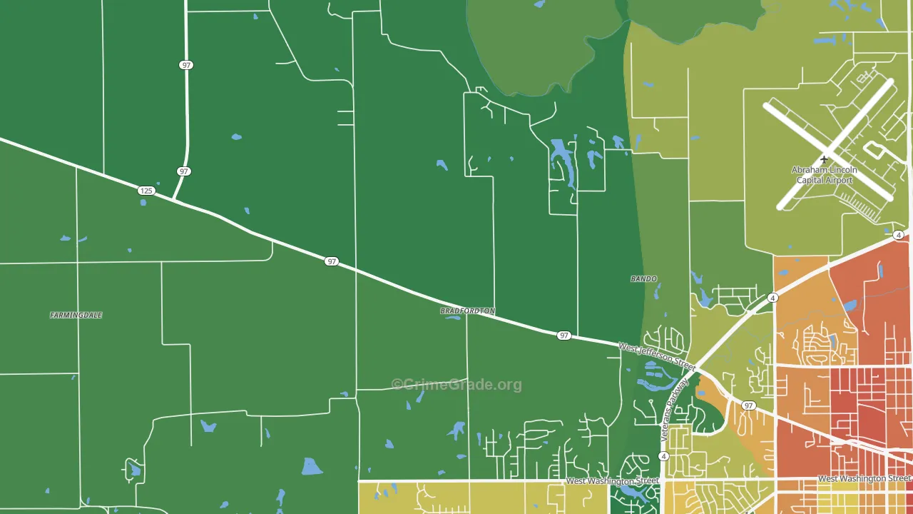 Bradfordton, IL Map of Assault Rates