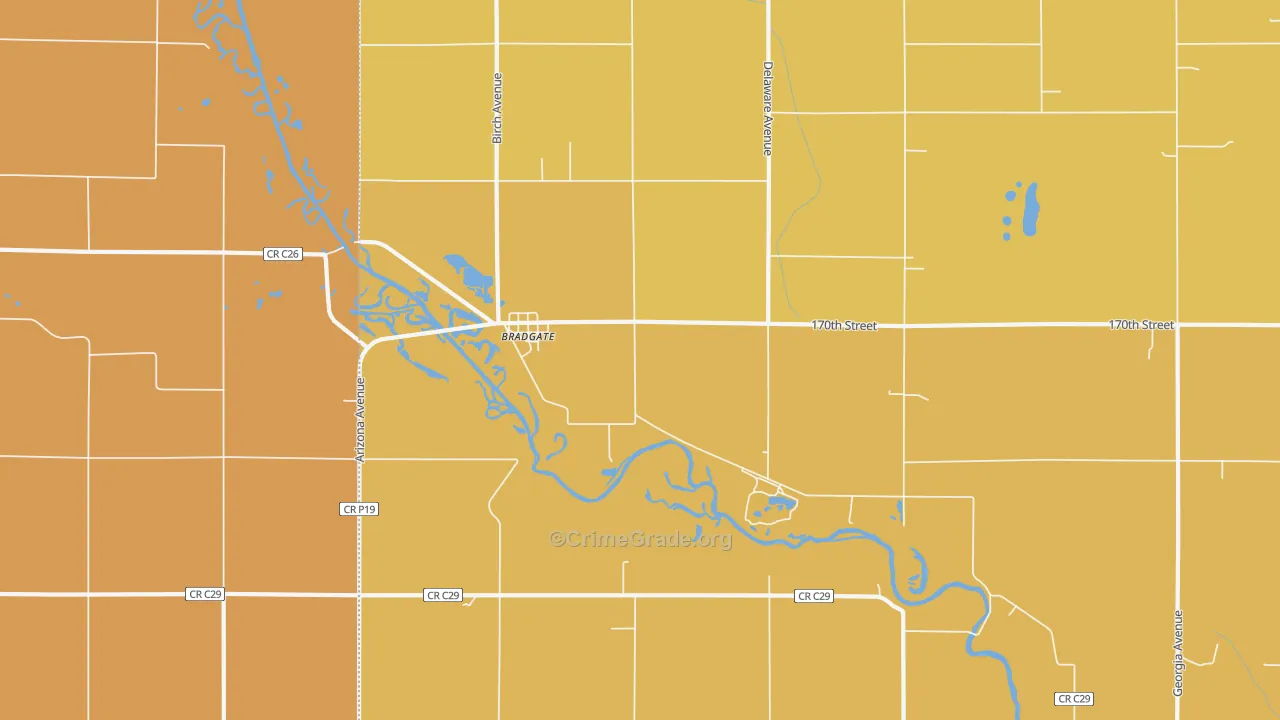 Bradgate, IA Map of Assault Rates