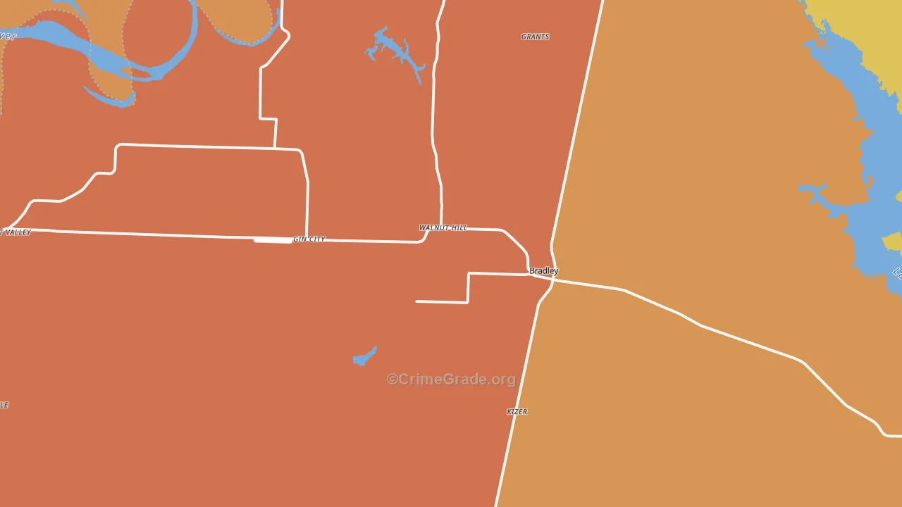 Bradley, AR Map of Assault Rates