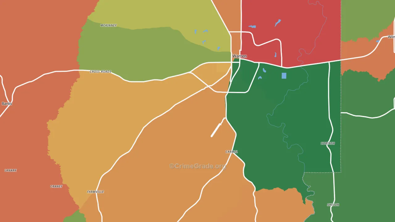 Bradley County, AR Map of Assault Rates