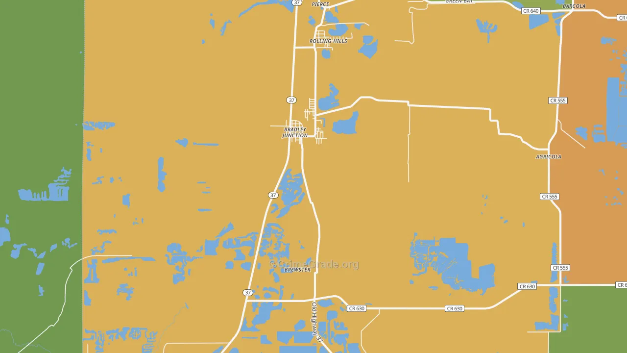Bradley, FL Map of Assault Rates