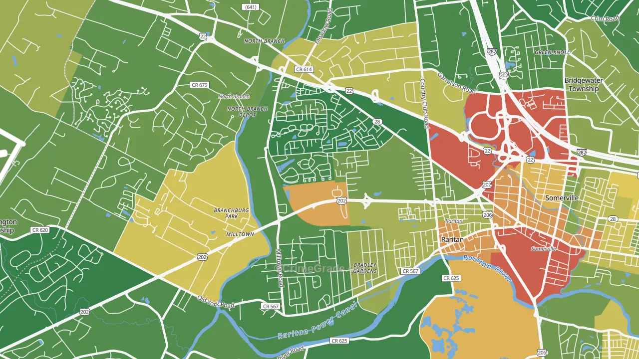 Bradley Gardens, NJ Map of Assault Rates