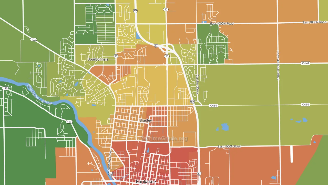 Bradley, IL Map of Assault Rates