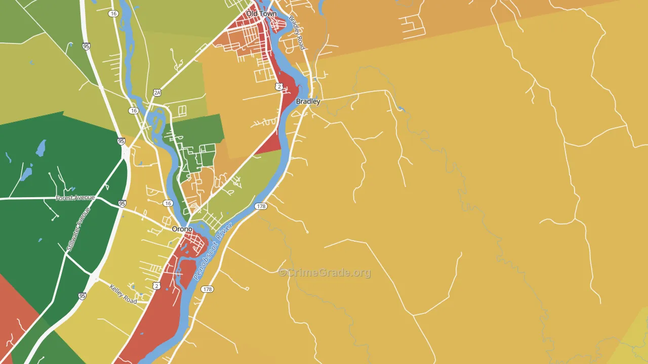 Bradley, ME Map of Assault Rates