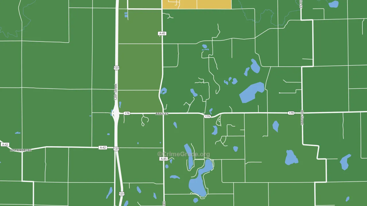 Bradley, MI Map of Assault Rates