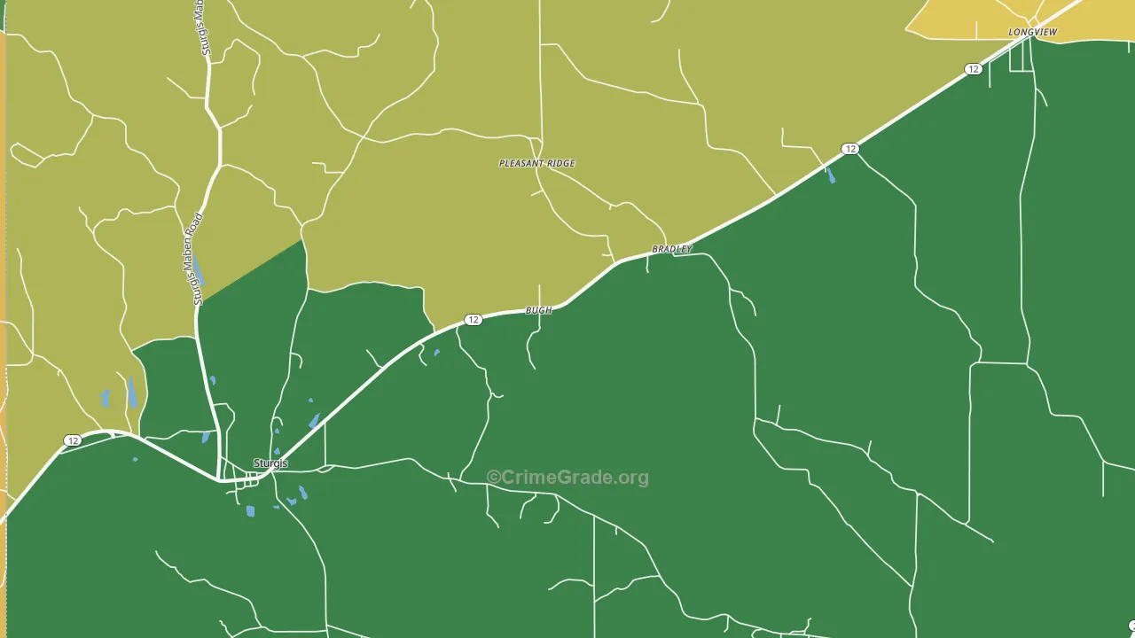 Bradley, MS Map of Assault Rates