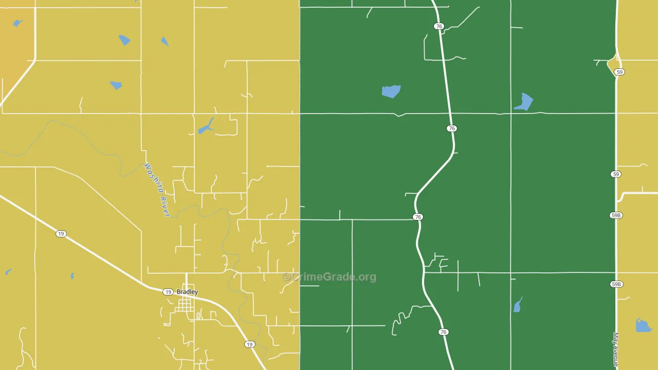 Bradley, OK Map of Assault Rates