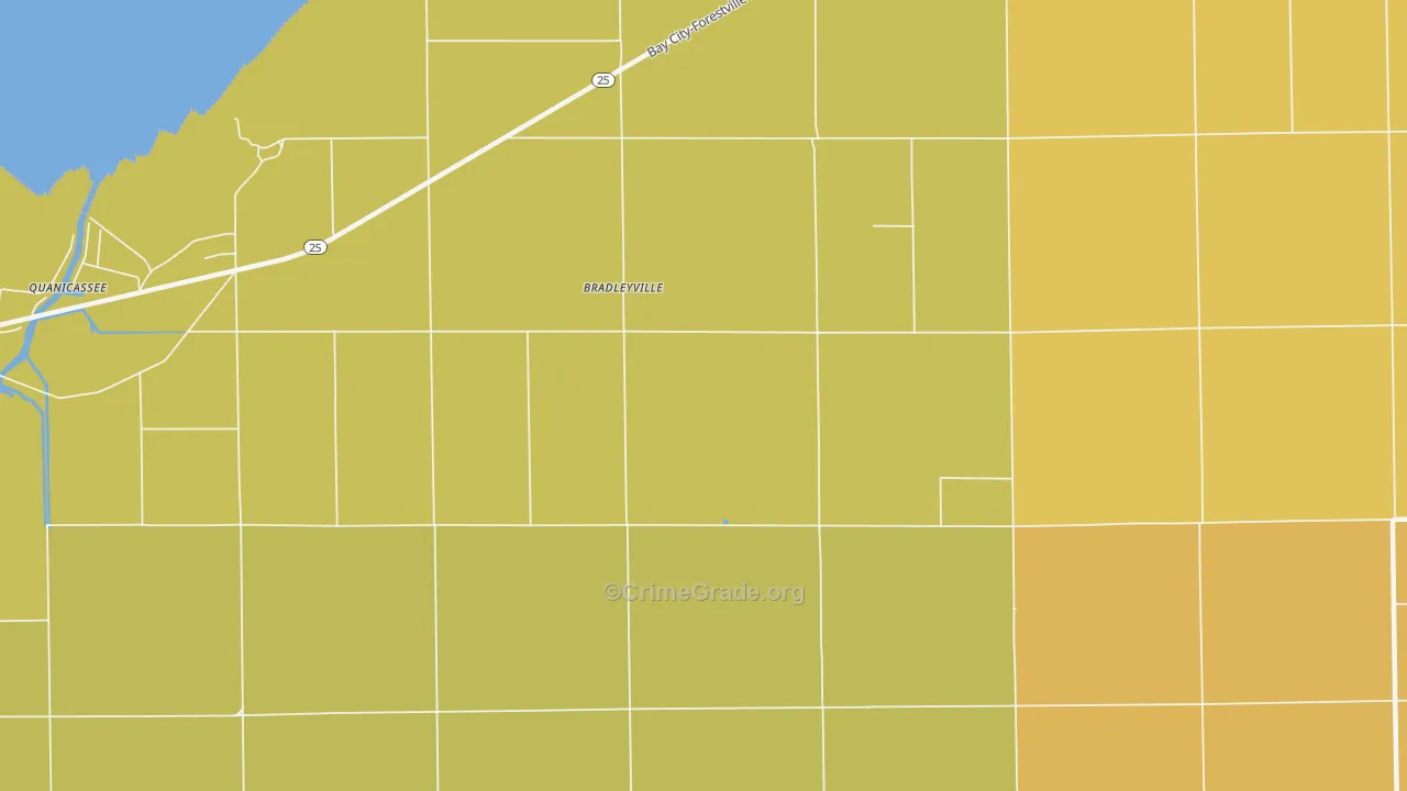 Bradleyville, MI Map of Assault Rates