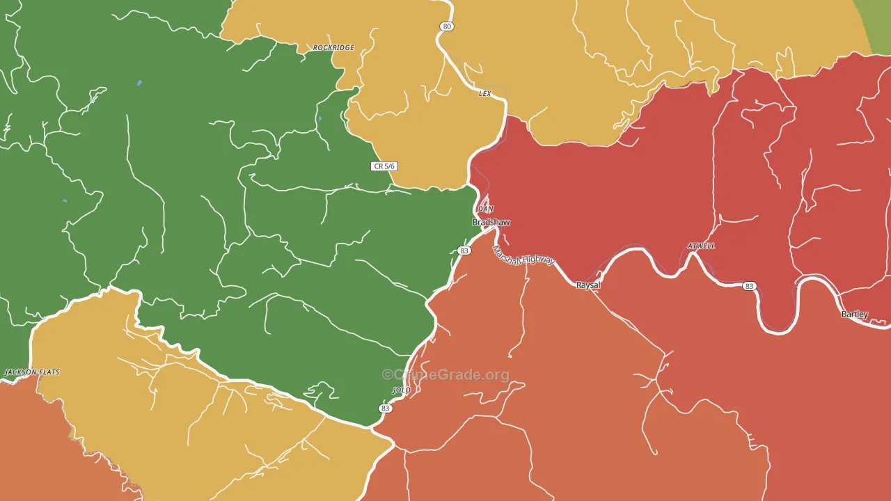Bradshaw, WV Map of Assault Rates