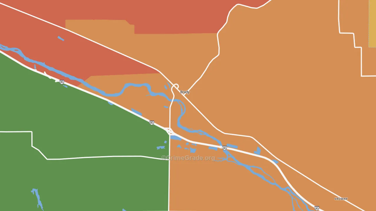 Brady, NE Map of Assault Rates