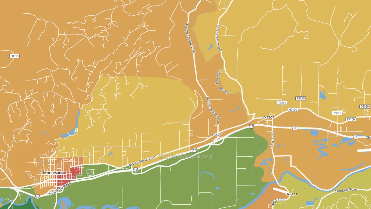Brady, WA Map of Assault Rates