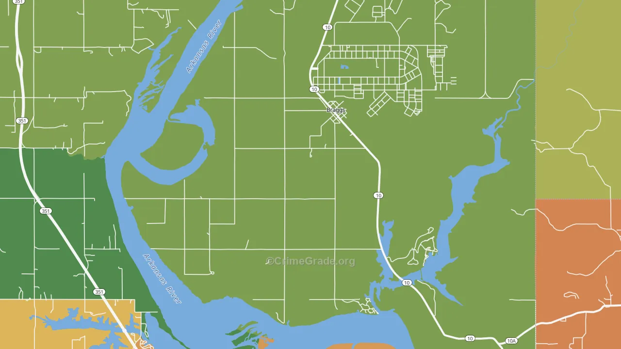 Braggs, OK Map of Assault Rates