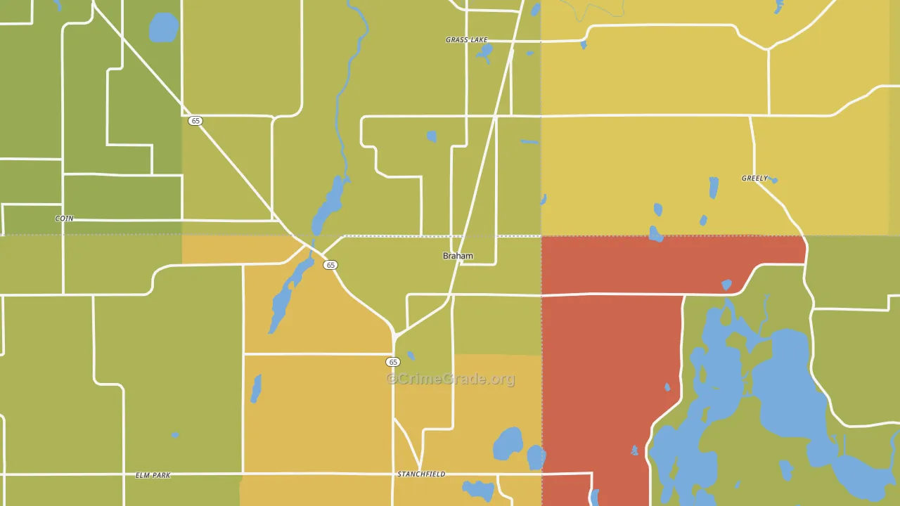 Braham, MN Map of Assault Rates