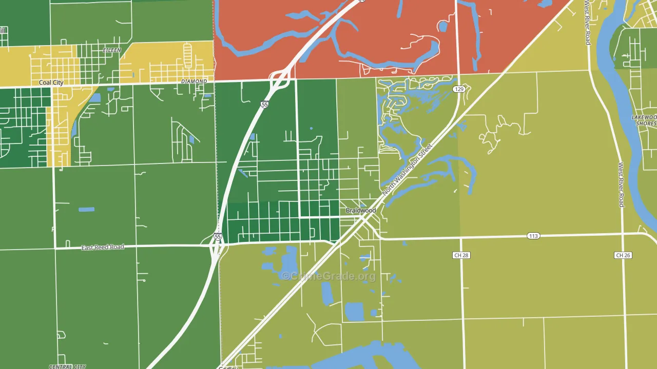 Braidwood, IL Map of Assault Rates