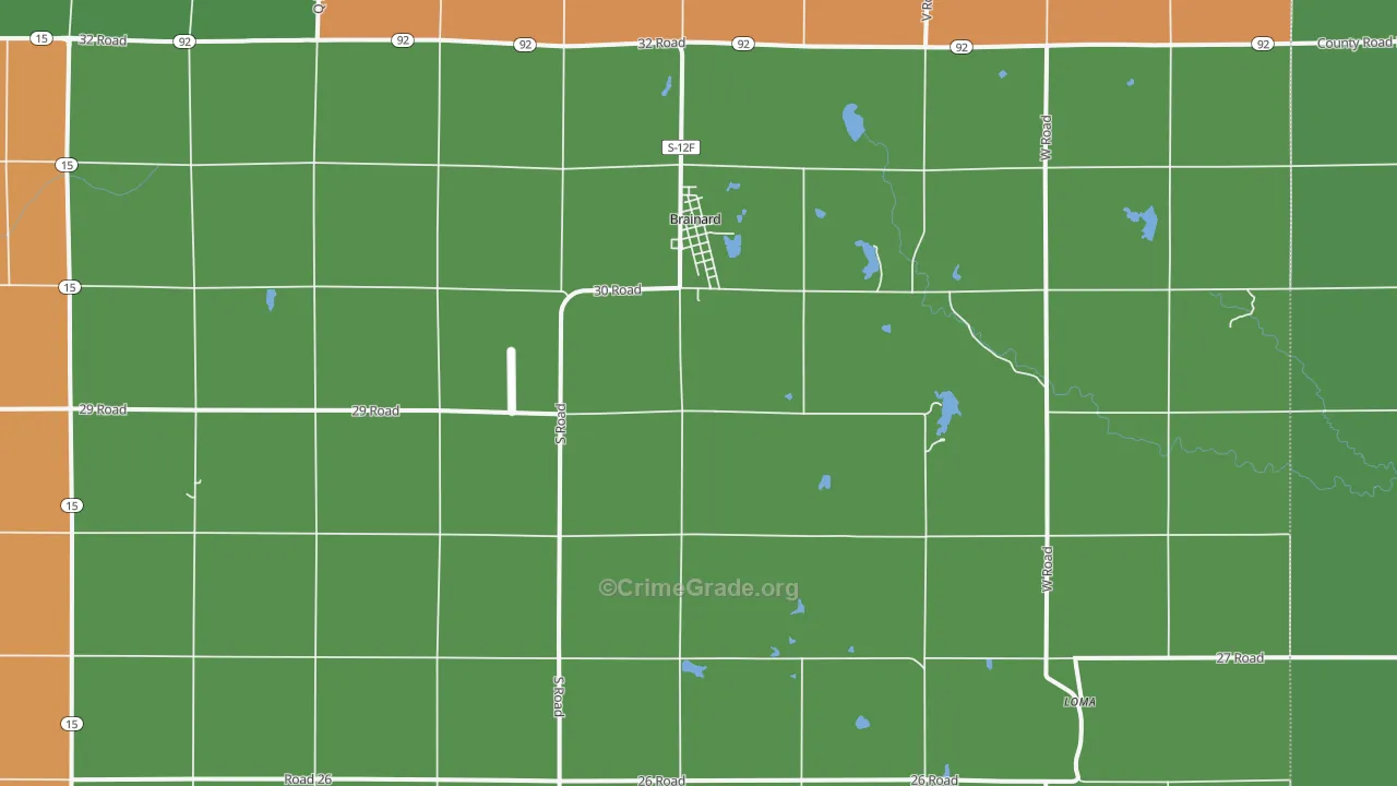 Brainard, NE Map of Assault Rates