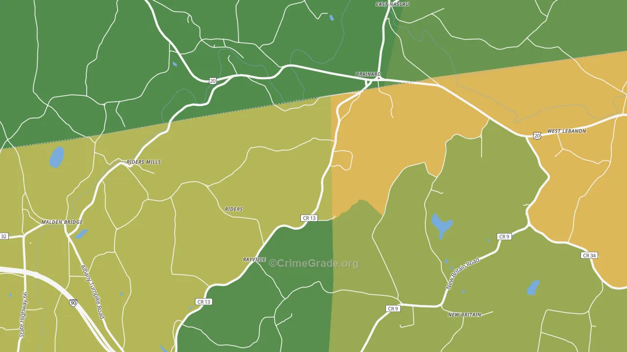 Brainard, NY Map of Assault Rates