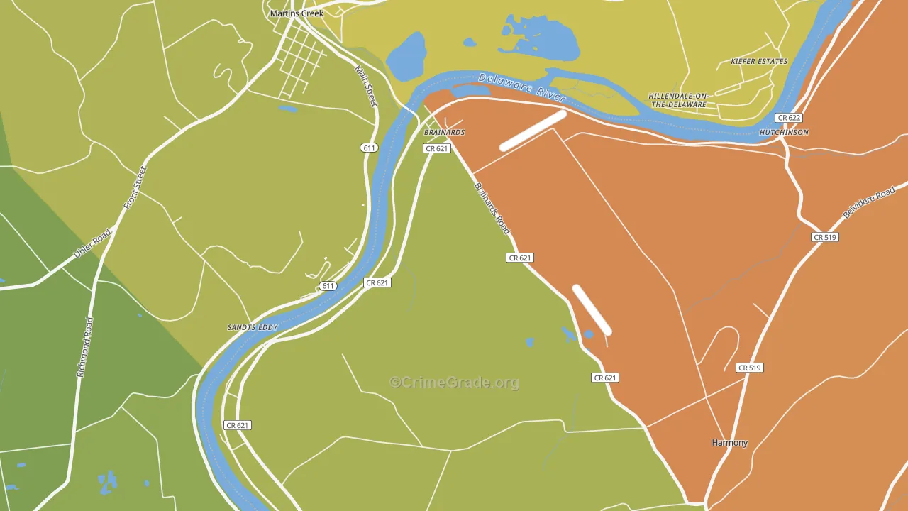 Brainards, NJ Map of Assault Rates