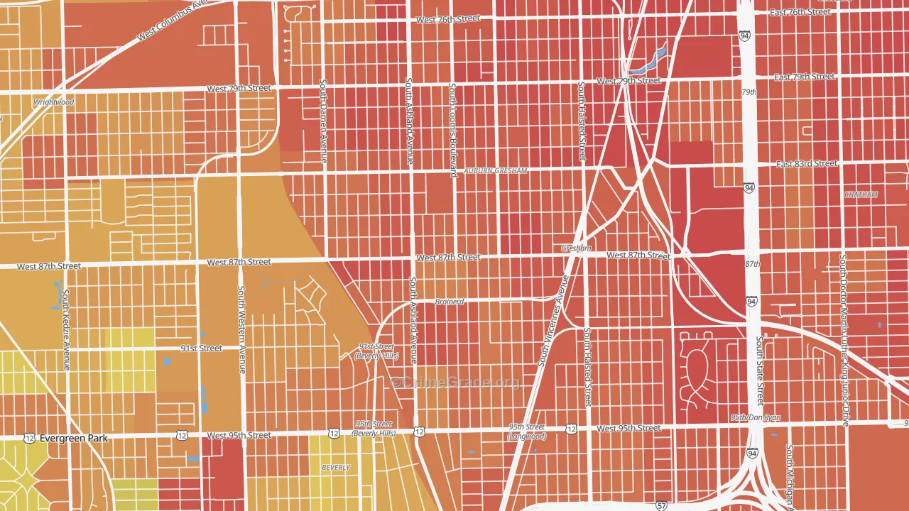 Brainerd, Chicago, IL Map of Assault Rates
