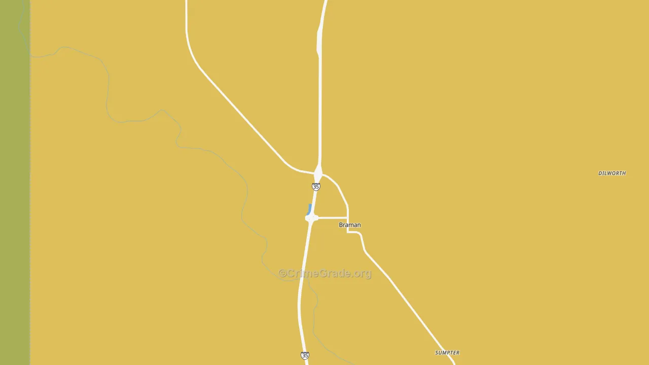 Braman, OK Map of Assault Rates