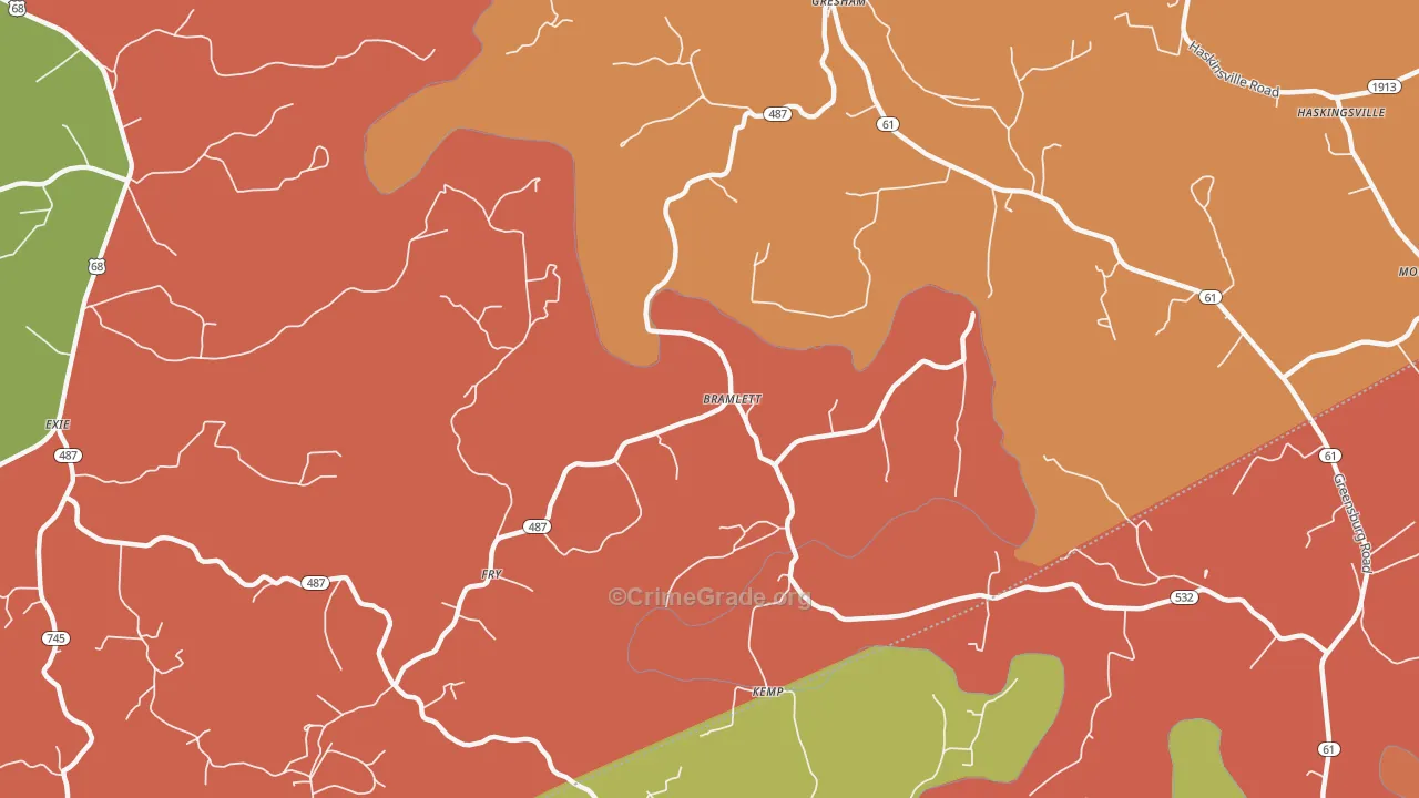 Bramlett, KY Map of Assault Rates