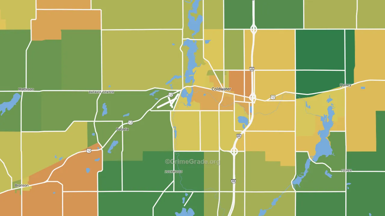 Branch County, MI Map of Assault Rates