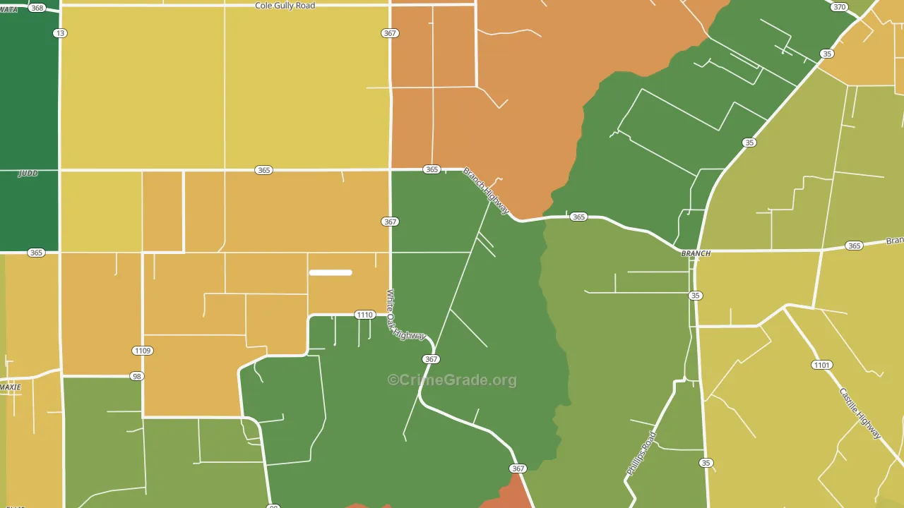 Branch, LA Map of Assault Rates