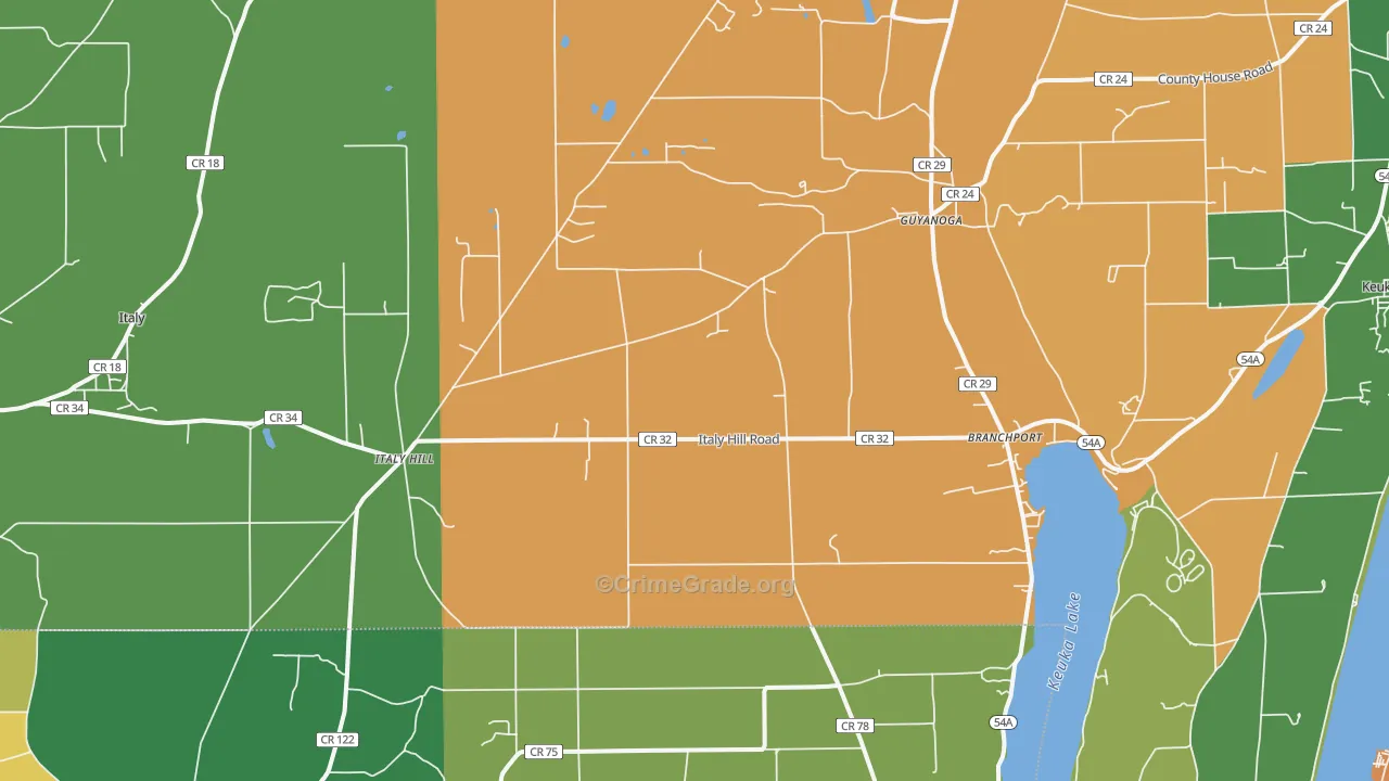 Branchport, NY Map of Assault Rates
