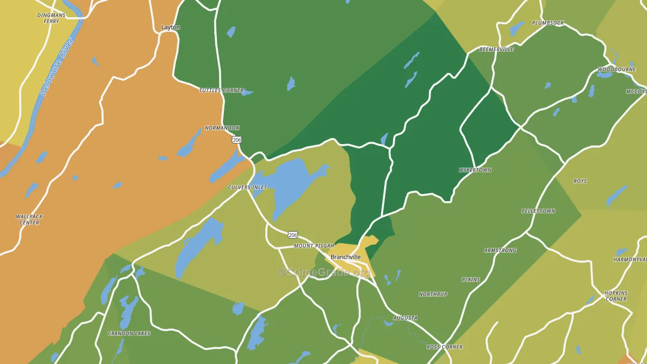 Branchville, NJ Map of Assault Rates