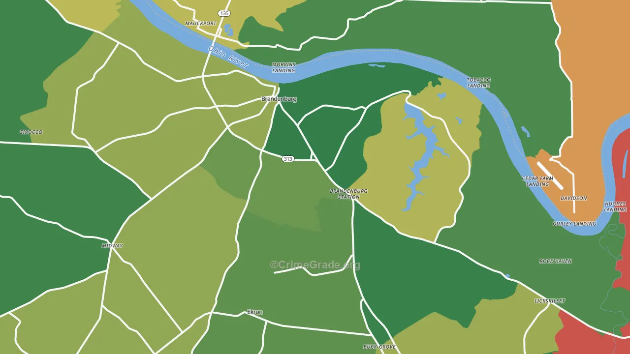 Brandenburg, KY Map of Assault Rates