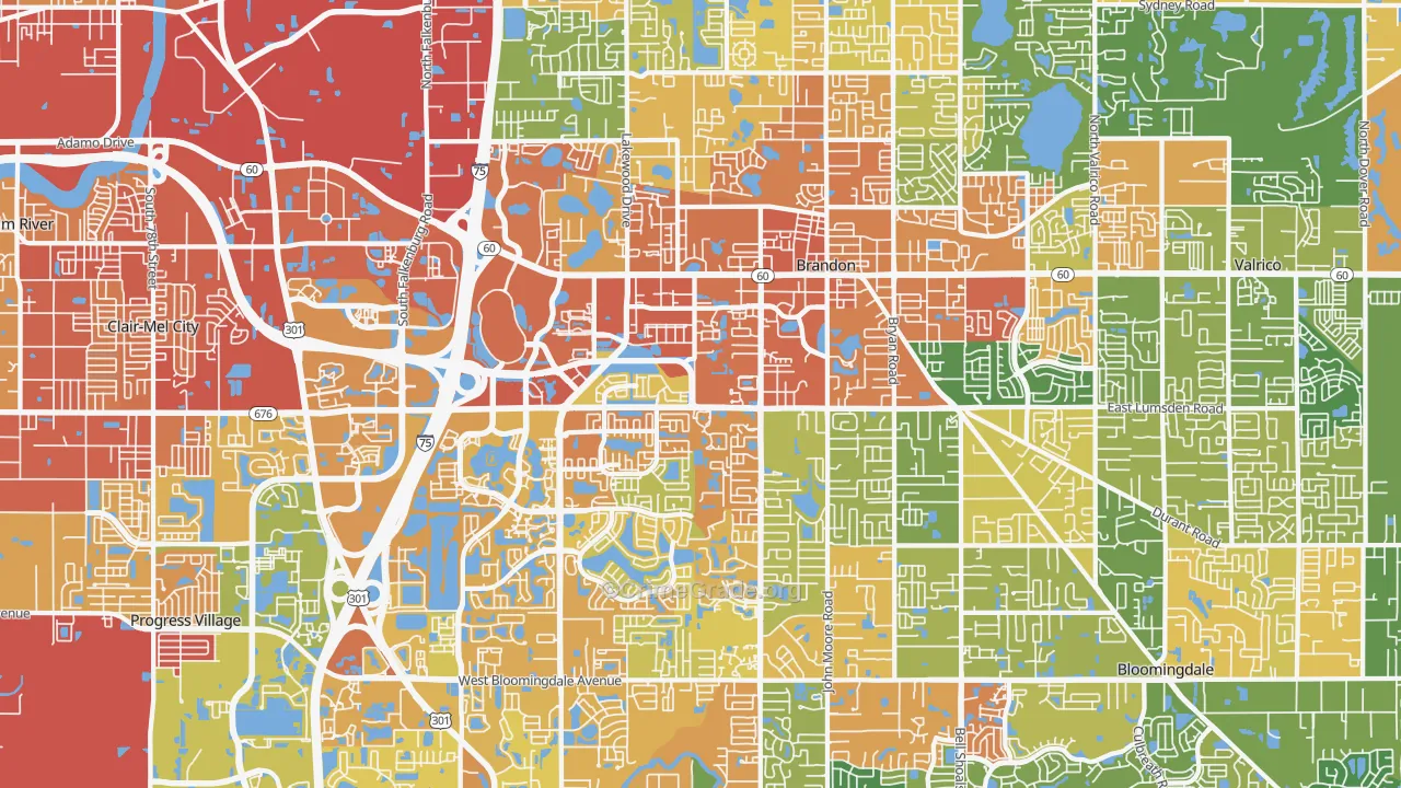 Brandon, FL Map of Assault Rates