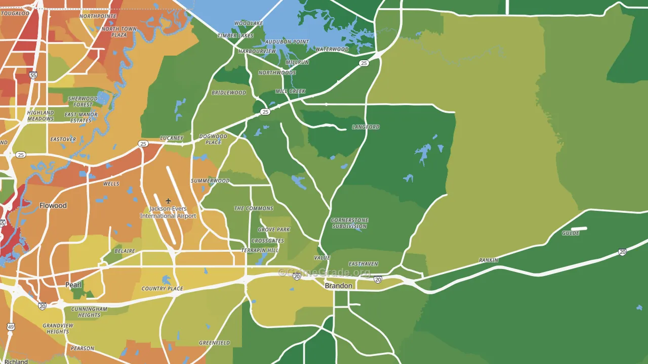 Brandon, MS Map of Assault Rates