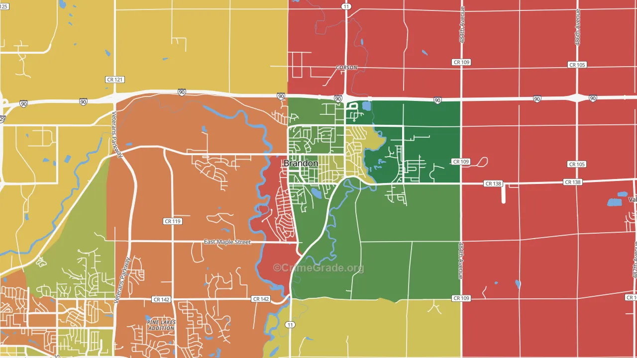 Brandon, SD Map of Assault Rates