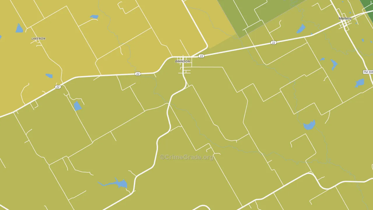 Brandon, TX Map of Assault Rates