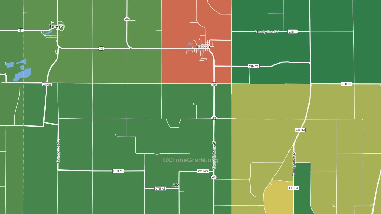 Brandon, WI Map of Assault Rates